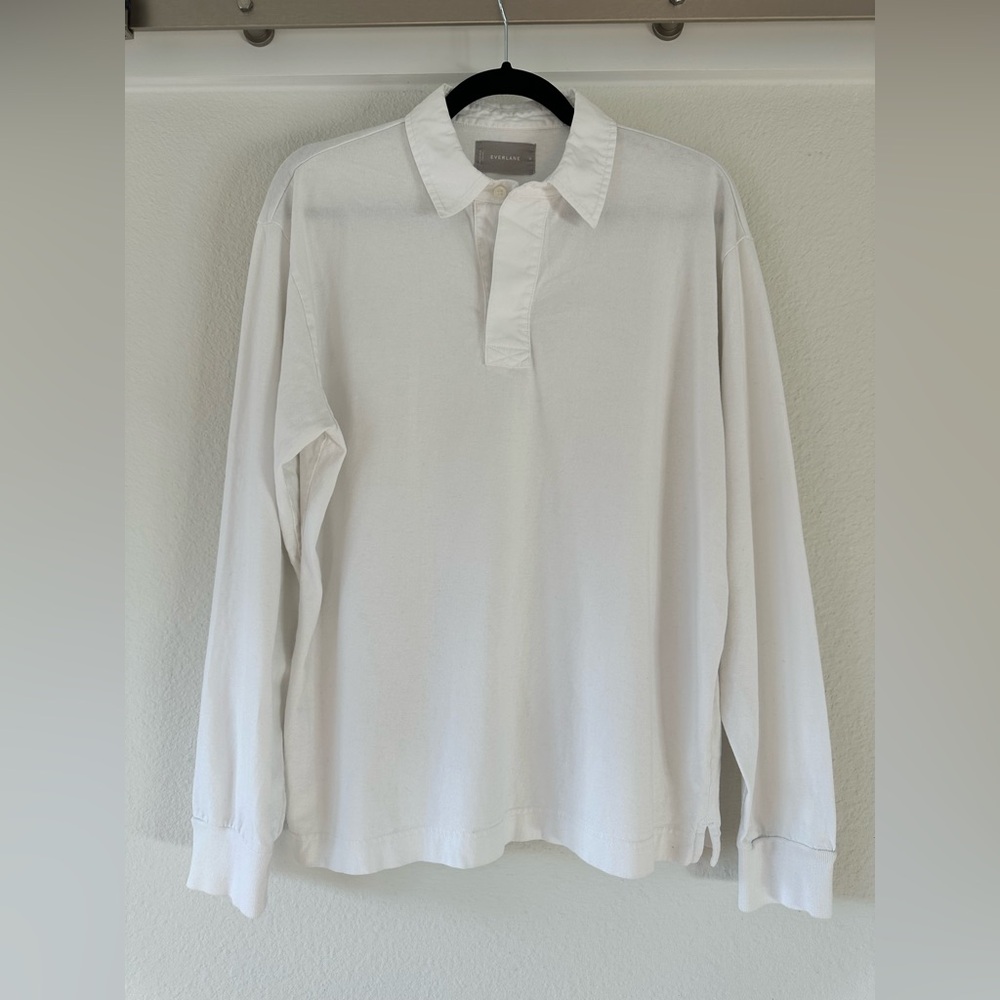 Everlane White Rugby Long Sleeve Tee